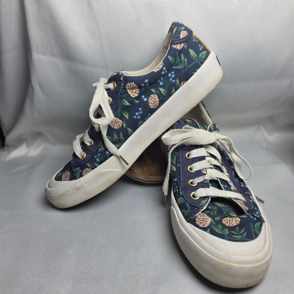 Keds Rifle Paper Co Crew Kick 75 Navy Peonies Floral Sneakers WF61421 Womens 9